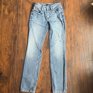 Silver Jeans Co Suki Straight distressed button fly jeans, size 26/31 (C16)